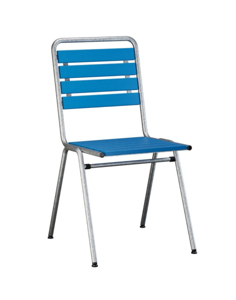 stol. Stuhl ohne Armlehnen himmelblau